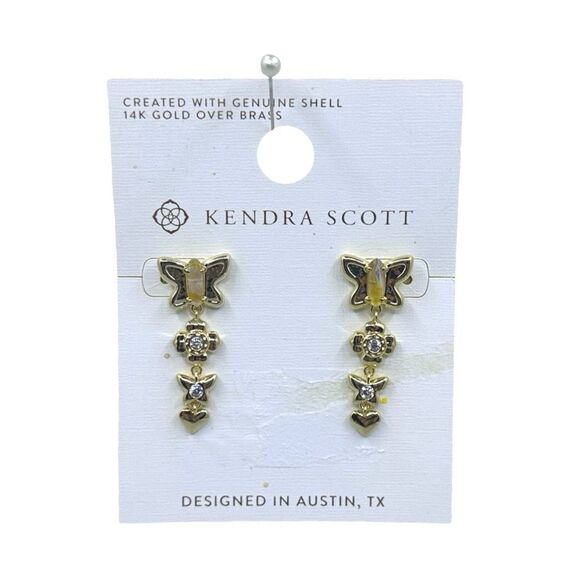 Kendra Scott Lily Mix 14K Gold Over Brass Linear Butterfly Earrings - 1.25” - Picture 2 of 3